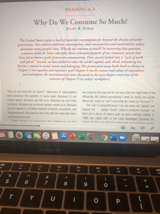 READING 6.3 Why Do We Consume So Much? JULIET B.