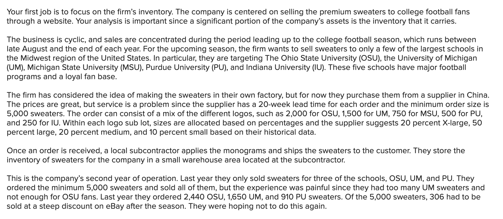 Big1OSweaters.com is a new company started last