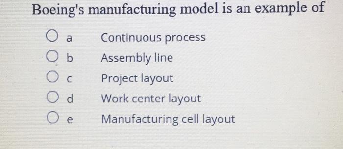 Boeing's manufacturing model is an example of b