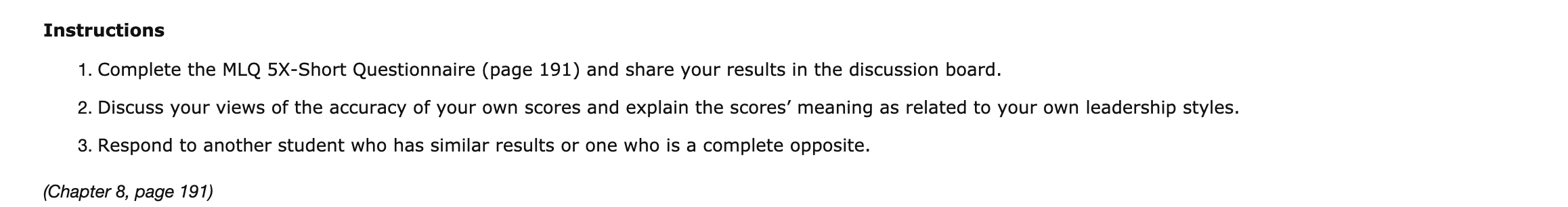 Instructions 1. Complete the MLQ 5X-Short