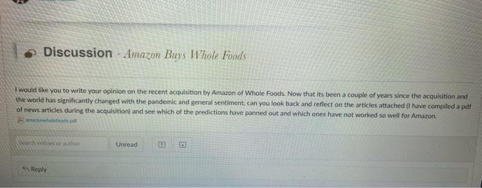 Discussion - Amazon Buys Whole Foods would like