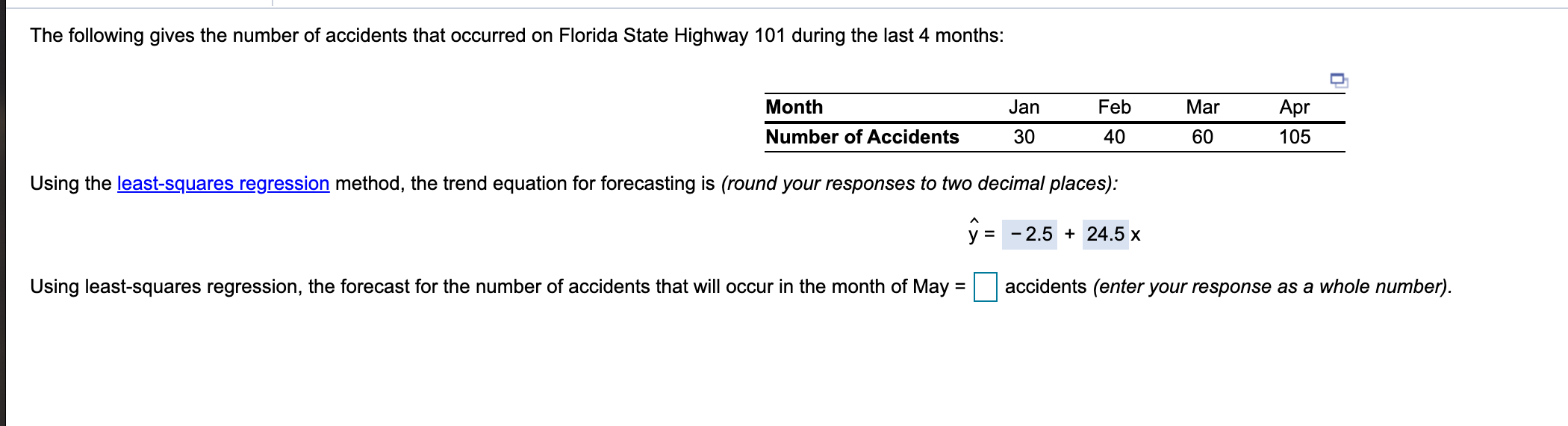 The following gives the number of accidents that
