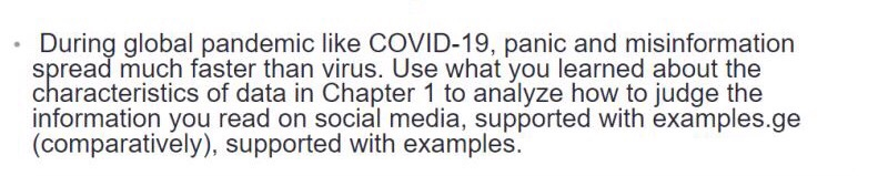 Characteristics of Data Accurate Timely Relevant