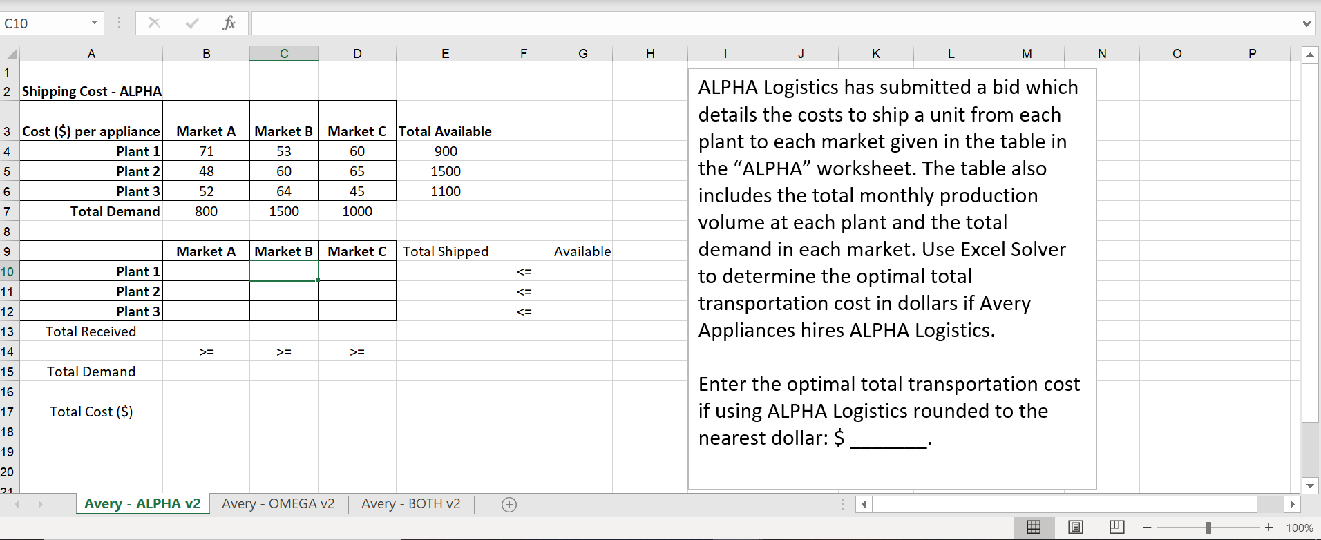 C10 B E F G H J K L M N o 1 2 Shipping Cost -
