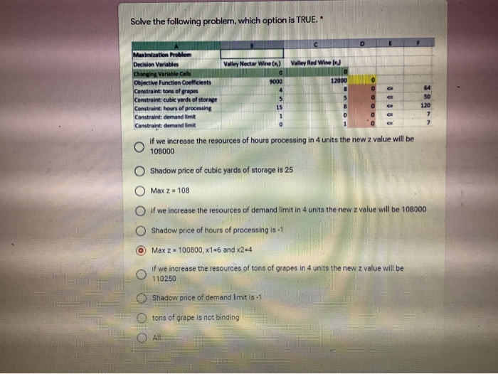 Solve the following problem, which option is