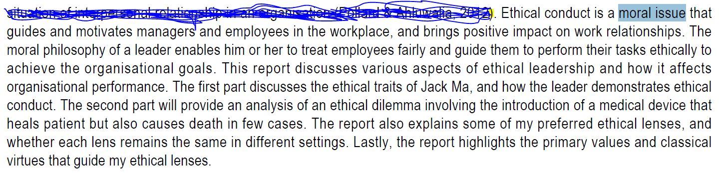 Question: The author defines ethical conduct as a