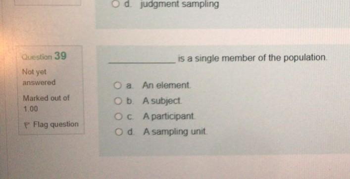 Od judgment sampling Question 39 is a single