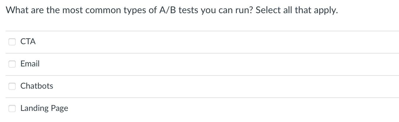 What are the most common types of A/B tests you