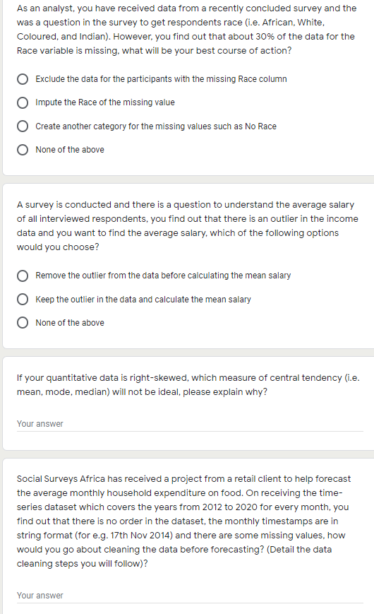 As an analyst, you have received data from a