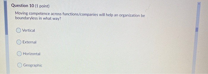 Question 10 (1 point) Moving competence across