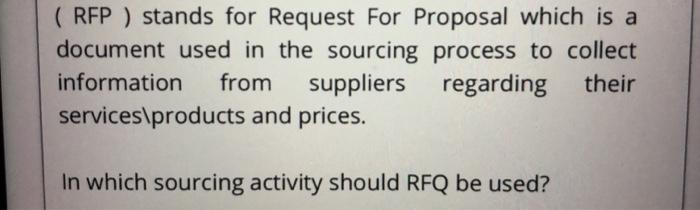 (REP) stands for Request For Proposal which is a