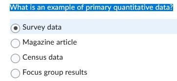What is an example of primary quantitative data?