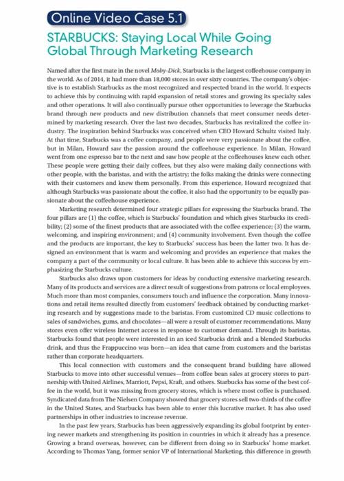 Online Video Case 5.1 STARBUCKS: Staying Local