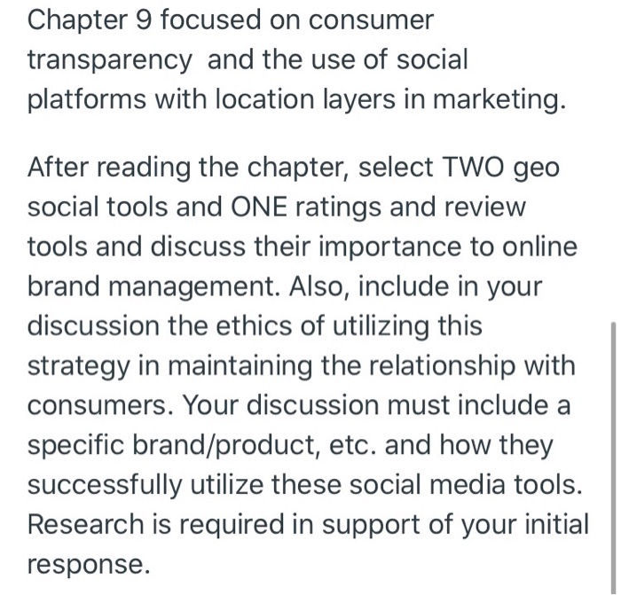 Chapter 9 focused on consumer transparency and