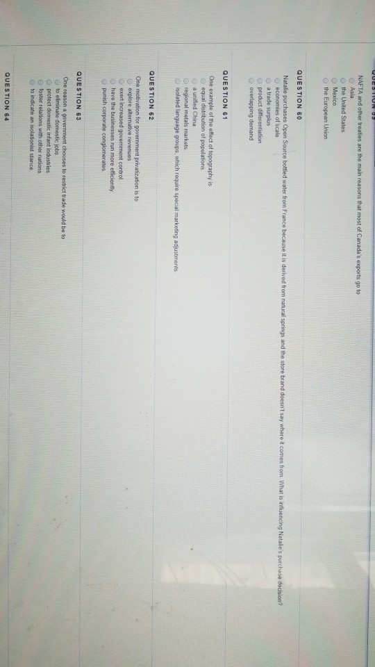 UUESTION NAFTA and other treaties are the main