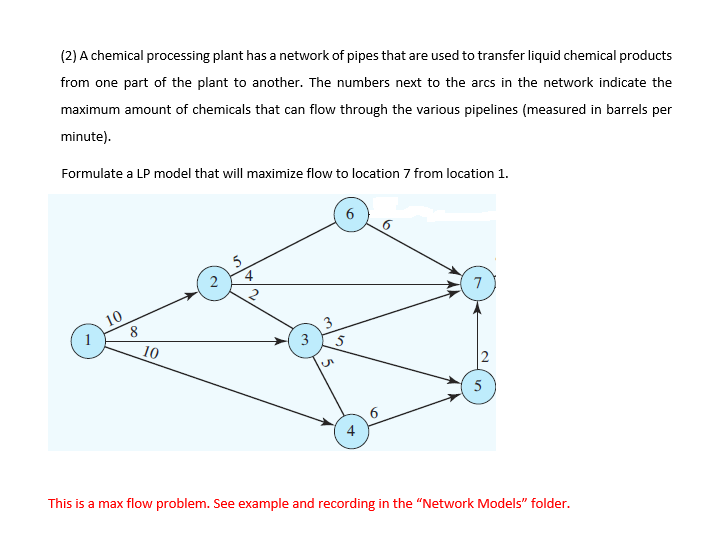 (2) A chemical processing plant has a network of