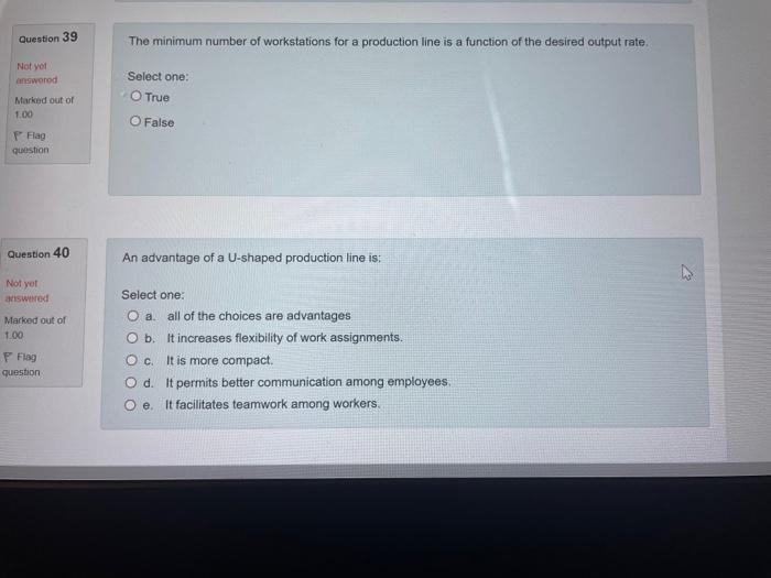 Question 39 The minimum number of workstations