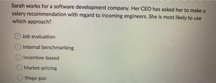 Sarah works for a software development company.