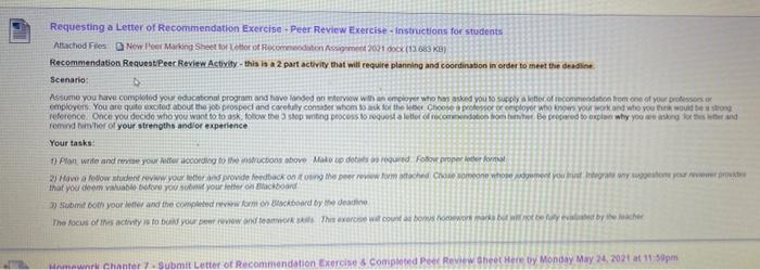 Recommendation Request Peer Review Activity -