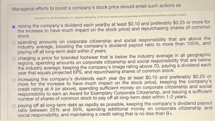 Managerial efforts to boost a company's stock