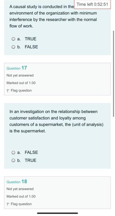 A causal study is conducted in the Time left