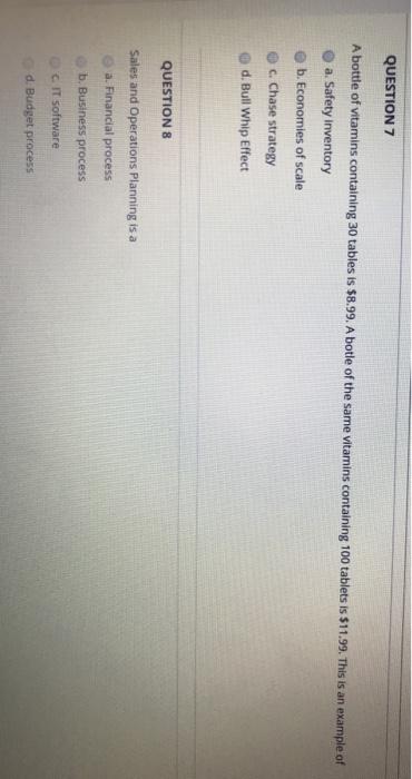 QUESTION 7 A bottle of vitamins containing 30