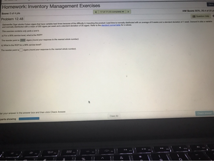 Homework: Inventory Management Exercises Score: 0
