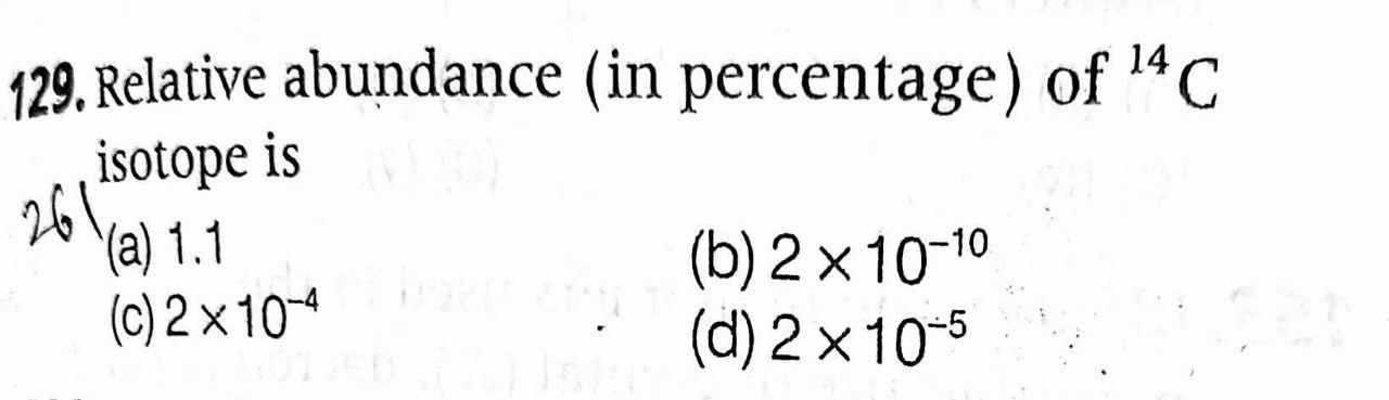 129. Relative abundance (in percentage) of 14C