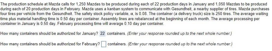 The production schedule at Mazda calls for 1,250