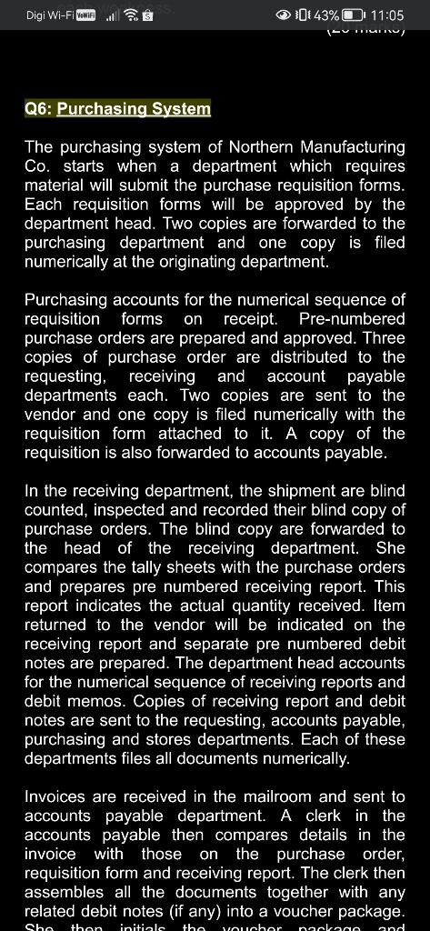 Q6: Purchasing System The purchasing system of