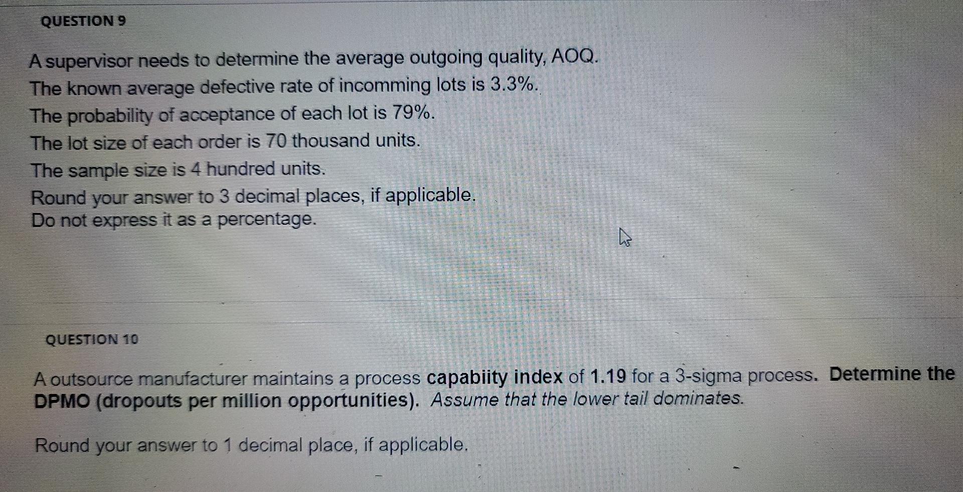 QUESTION 6 A Taguchi loss determination: A