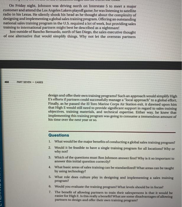 this is a case study question from sales