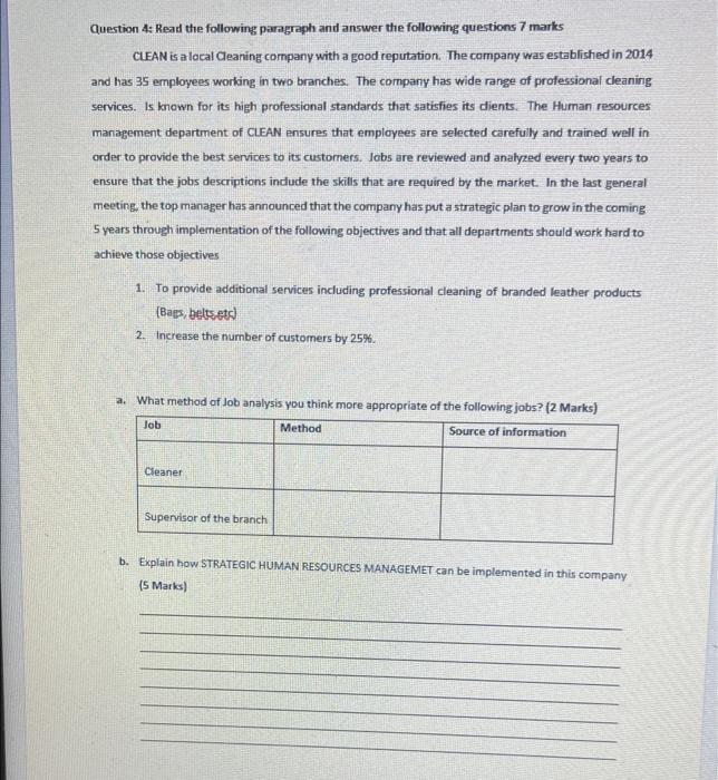 Question 4: Read the following paragraph and