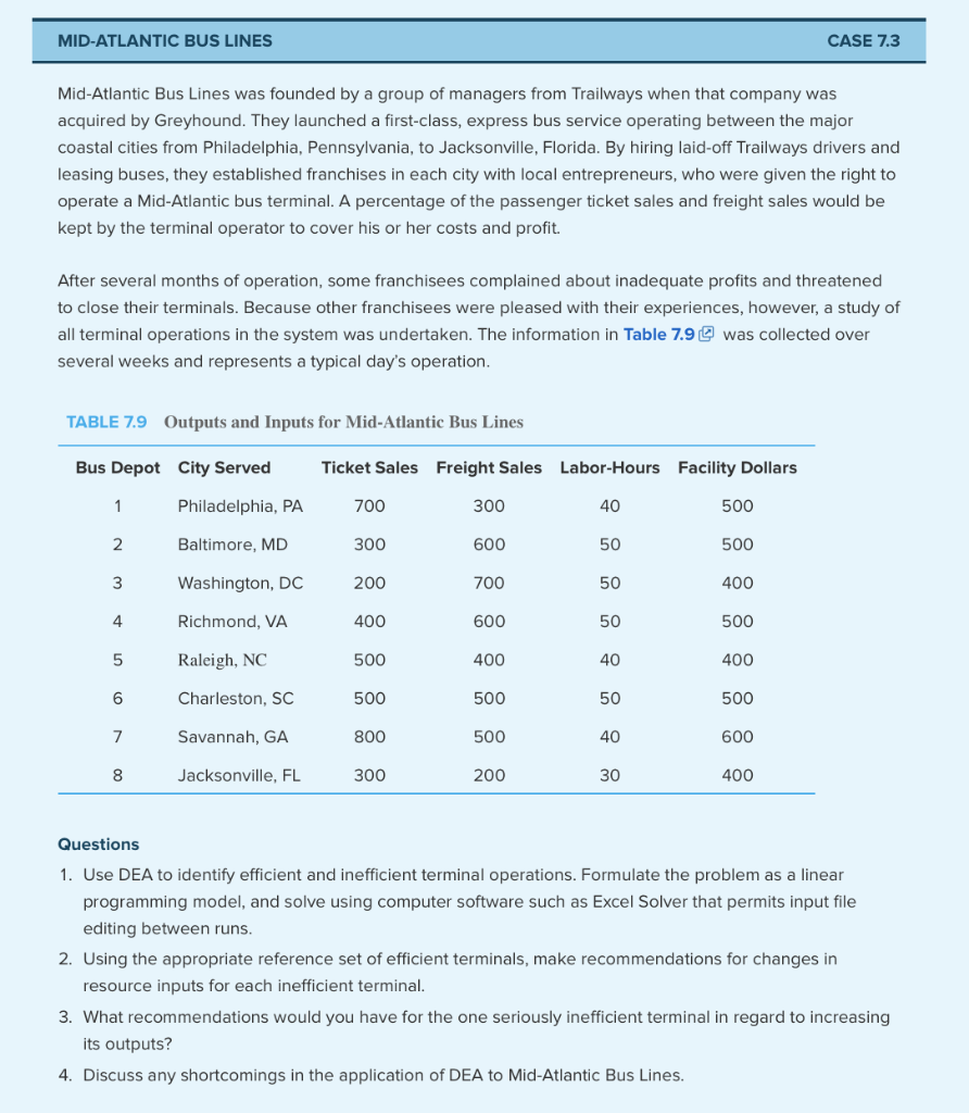 MID-ATLANTIC BUS LINES CASE 7.3 Mid-Atlantic Bus