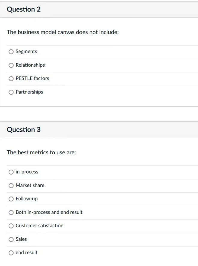 The business model canvas does not include: