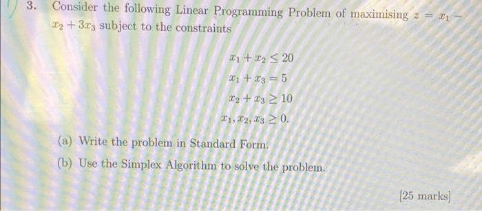 linear programming 3. Consider the following