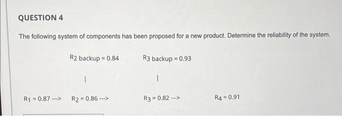 QUESTION 4 The following system of components has