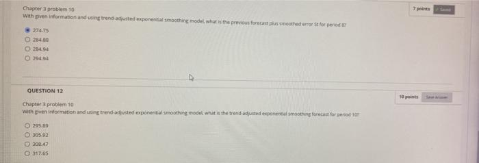 7 points Chapter problem 10 with given