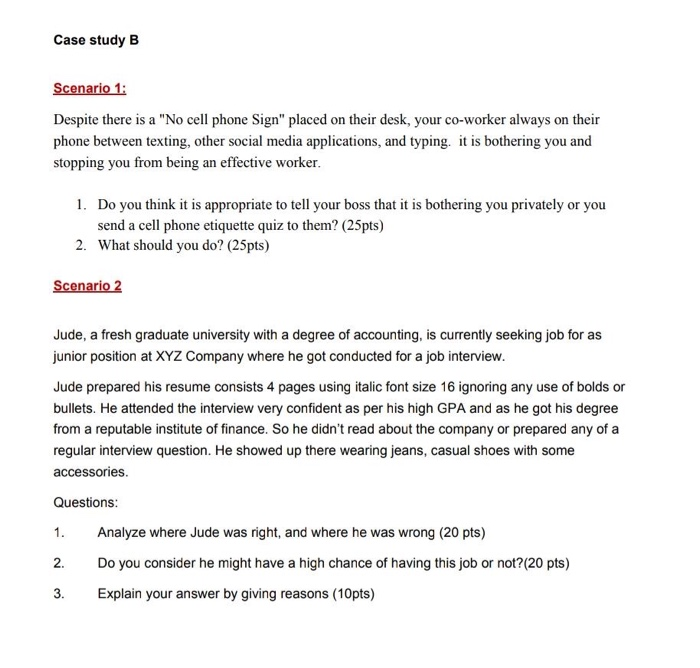 Case study B Scenario 1: Despite there is a "No