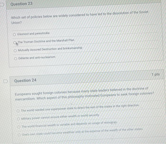 1 pts Question 21 What was the Cold War? Period