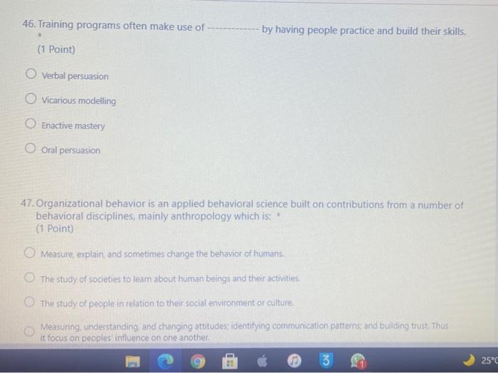 46. Training programs often make use of by having