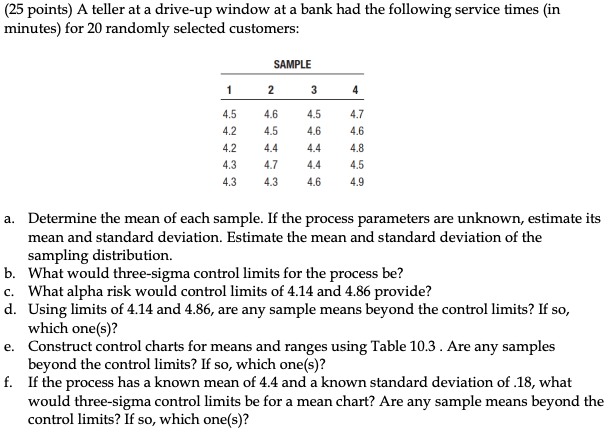 Please answer using Excel (25 points) A teller at