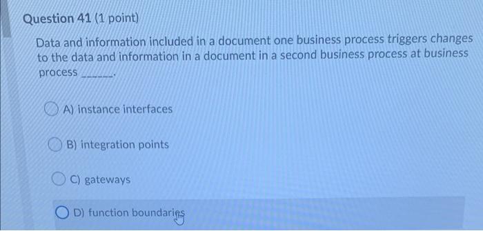 Question 41 (1 point) Data and information