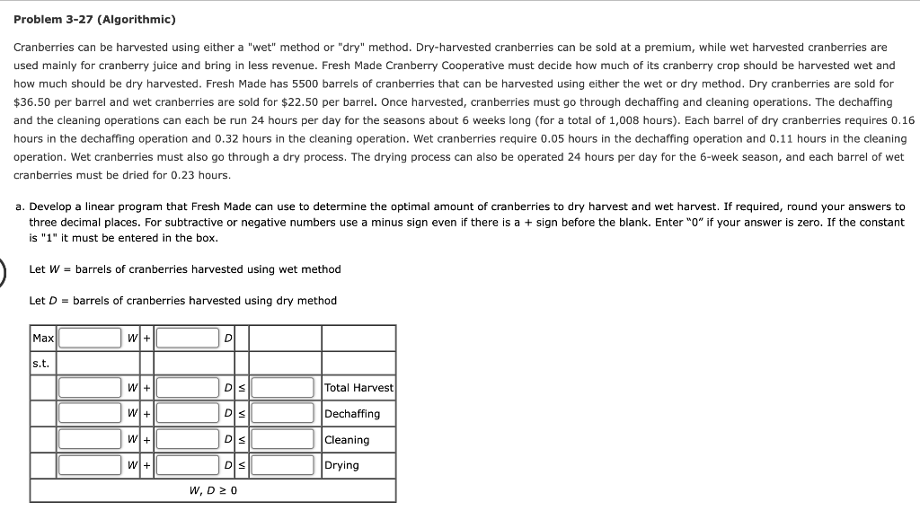 Problem 3-27 (Algorithmic) Cranberries can be