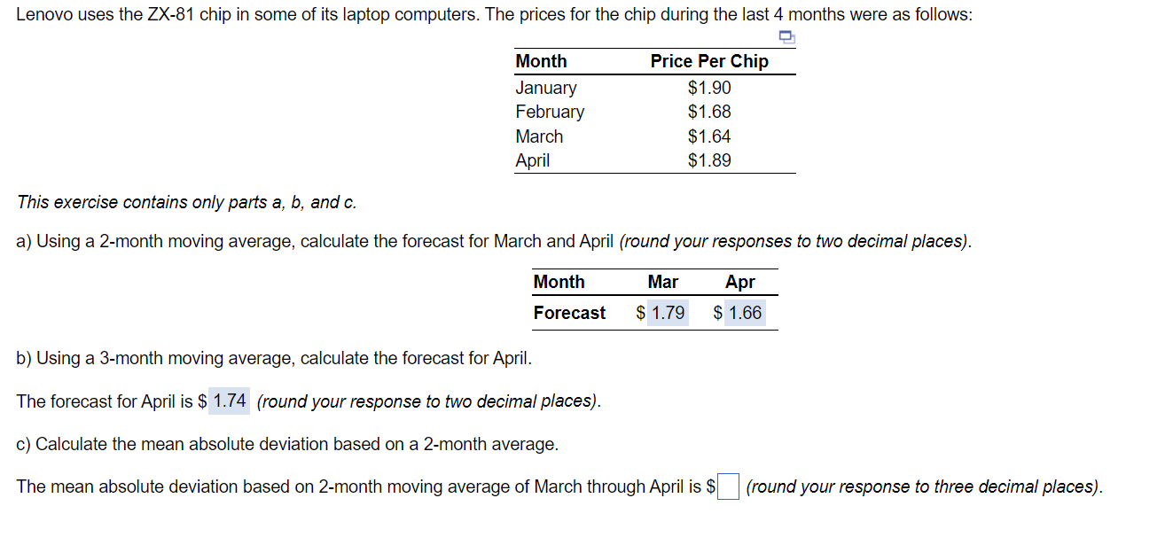 This exercise contains only parts a,b, and c. a)