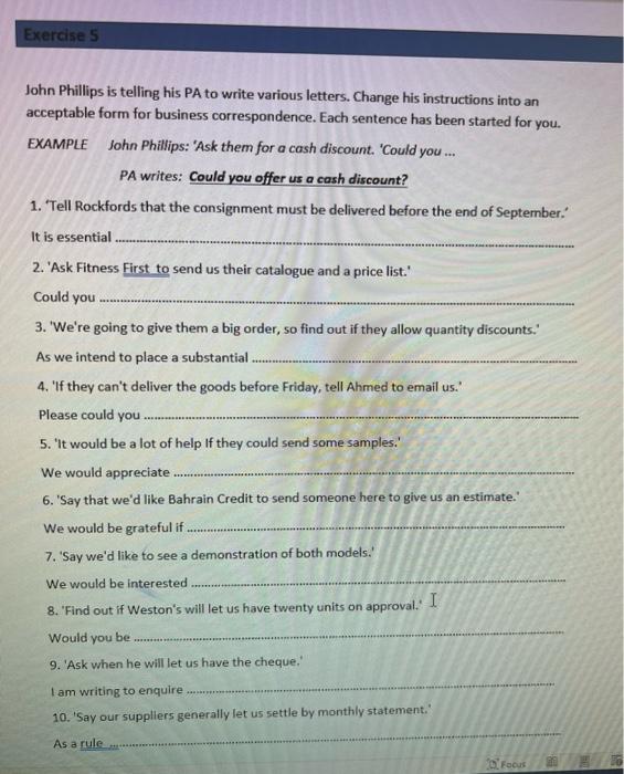 John Phillips is telling his PA to write various