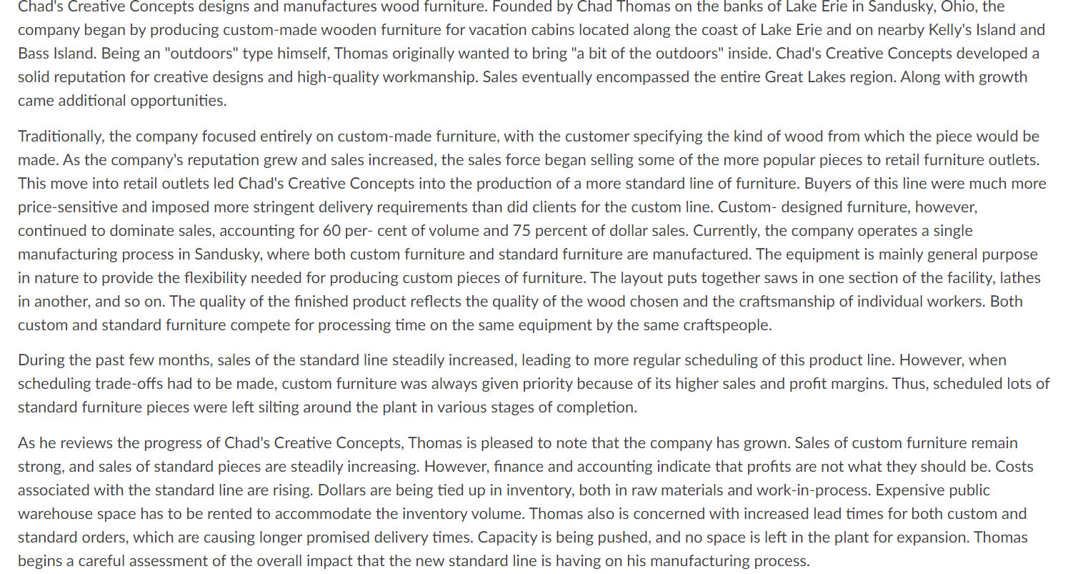 Chad's Creative Concepts Case Analysis Answer the