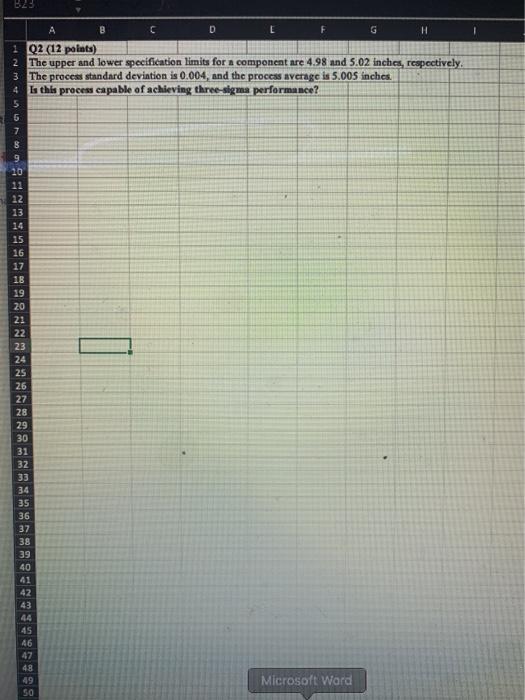 B23 A B C D E F G H 1 Q2 (12 points) 2 The upper