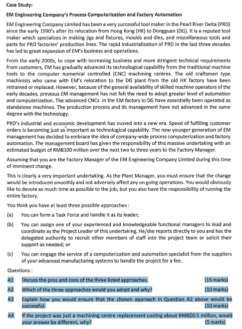 Case Study: EM Engineering Company's Process