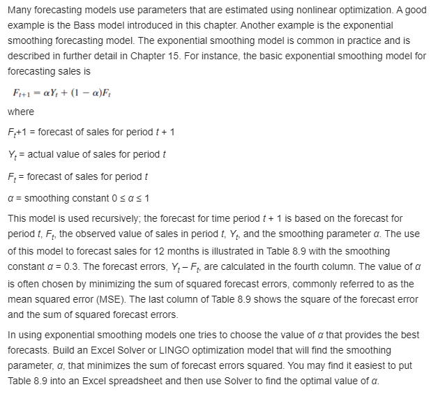 Many forecasting models use parameters that are